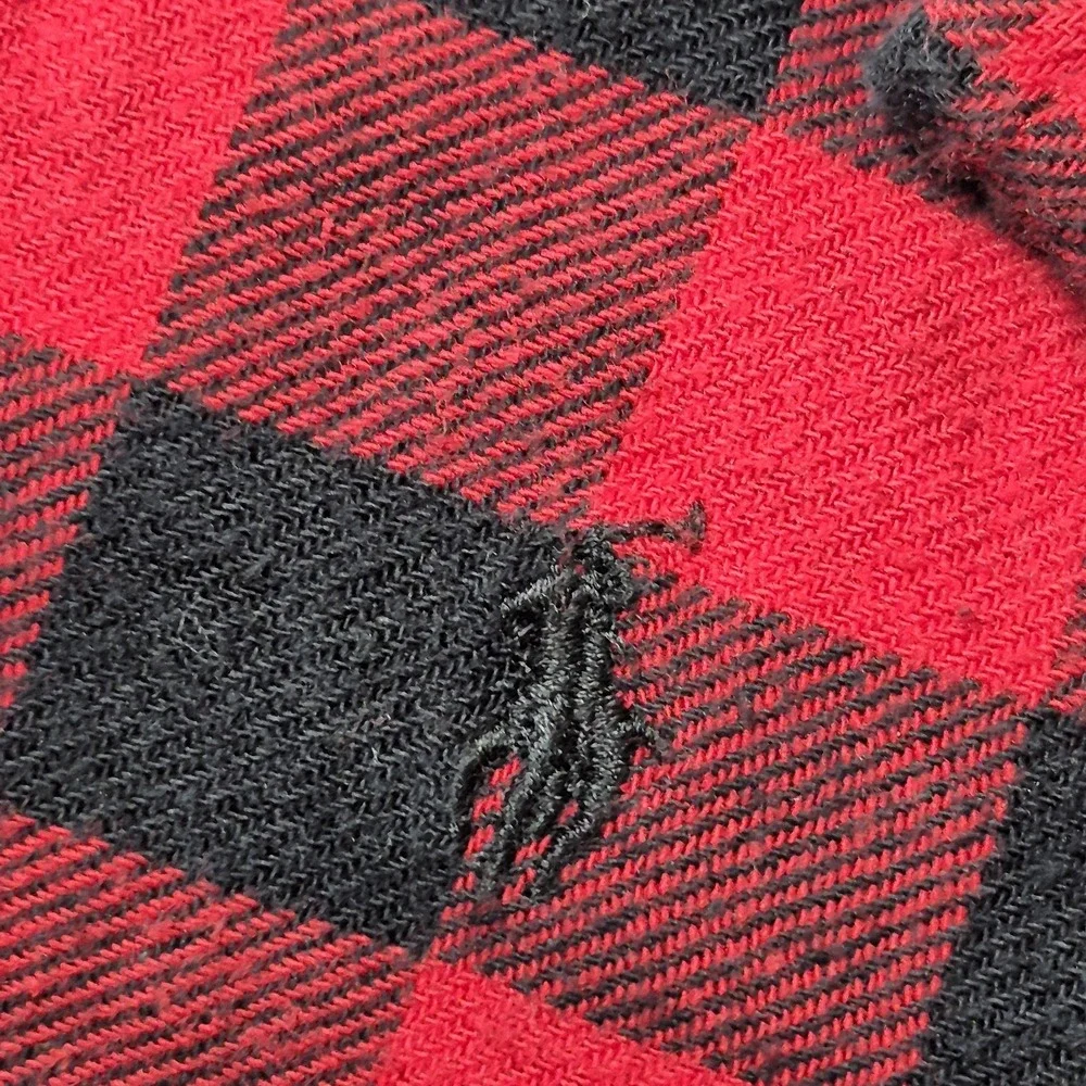 Ralph Lauren Boys 7 Flannel Shirt Red Black Buffalo Plaid Button Down Cotton